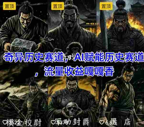 抖音奇异历史赛道，AI赋能历史赛道，流量收益嘎嘎香，狂撸伙伴计划