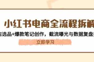 小红书电商全流程拆解：开店选品+爆款笔记创作，截流曝光与数据复盘指南