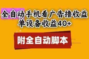 全自动看广告撸收益，单设备收益40+，可矩阵，附脚本，小白必选【揭秘】