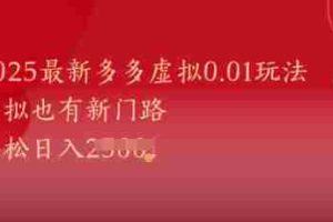 2025最新多多虚拟0.01玩法！虚拟也有新世界，轻松日入1k+