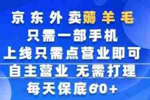 京东外卖薅羊毛，只需一部手机随时随地皆可操作，每天上线只需动动手指点营业即可，每天60+【揭秘】
