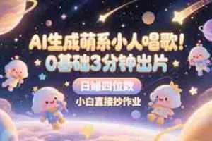 AI生成萌系小人唱歌，0基础3分钟出片，28个作品涨粉8.9W，单条最高19W赞，日入四位数，小白直接抄作业