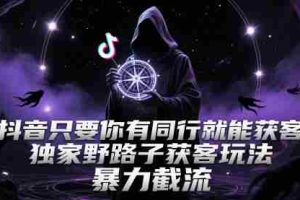 抖音只要你有同行就能获客，独家野路子获客玩法，暴力截流【揭秘】