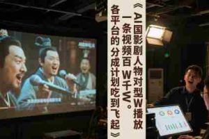 AI三国影视剧人物对口型唱歌玩法，一条视频百W千W播放，各平台的分成计划吃到飞起