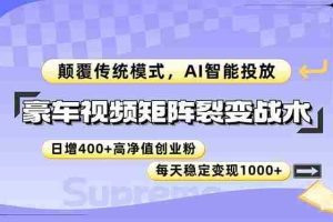 （14903期）豪车视频矩阵裂变战术，颠覆传统模式，AI智能投放，日增400+高净值创业…