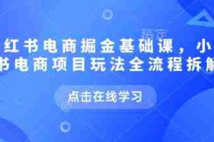 小红书电商掘金课，小红书电商项目玩法全流程拆解（更新5月）