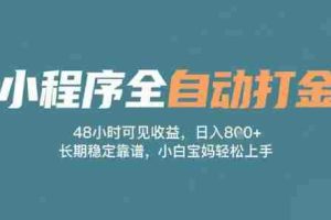 小程序全自动打金，48小时可见收益，日入多张，长期稳定靠谱，小白宝妈轻松上手【揭秘】