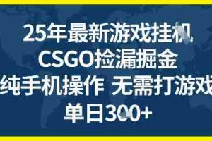 25年CSGO游戏搬砖，全自动挂G，不需要玩游戏，手机操作日入3张+【揭秘】