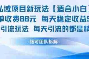 私域项目新玩法【适合小白】 一单收费88.每天稳定收益几张