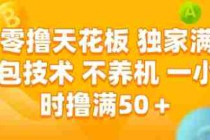 零撸天花板，独家满包技术 不养机 一小时撸满50+【揭秘】
