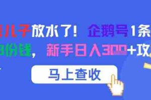 腾讯亲儿子放水了！企鹅号1条作品狂挣8份钱，新手日入3张+攻略