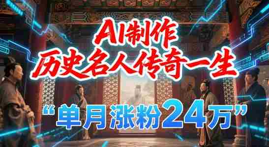 暴力起号！用AI制作历史名人传奇一生，单月涨粉24W，涨粉+变现赛道黑马来了