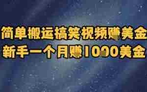 简单搬运搞笑视频挣美金，新手一个月入1k美金