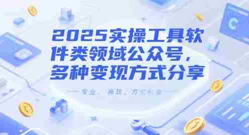 2025实操工具软件类领域公众号，多种变现方式分享