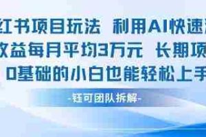 适合小白操作的小红书新项目，利用AI快速涨粉，收益每月平均1W+