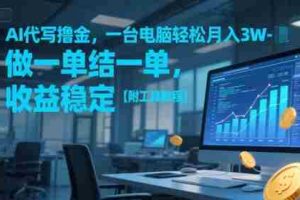 AI代写撸金，一台电脑轻松月入1-3W，做一单结一单，收益稳定【附工具教程】