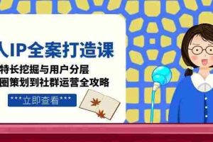 个人IP全案打造课，特长挖掘与用户分层，朋友圈策划到社群运营全攻略