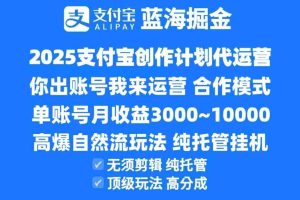 2025支付宝创作分成计划代运营，高爆自然流玩法，纯挂机高分成，合作共赢模式！