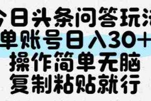 今日头条问答玩法，单账号日入30+，操作简单无脑复制粘贴就行