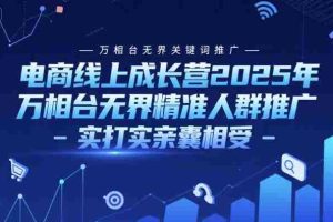 电商线上成长营2025年，万相台无界关键词推广-万相台无界精准人群推广-实打实亲囊相受