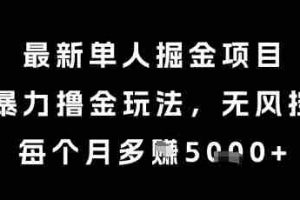 最新单人掘金项目，暴力撸金玩法，无风控，每个月多挣5k+【揭秘】