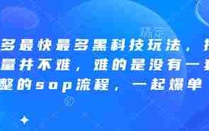 拼多多最快最多黑科技玩法，拼多多起量并不难，难的是没有一套完整的sop流程，一起爆单（更新6月）