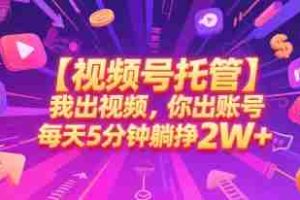 【视频号托管 】我出视频，你出账号，每天5分钟发布，最高躺挣2W+【揭秘】