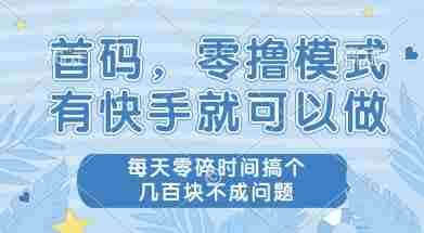 首码零撸项目,有快手就可以做,每天业务时间搞个几张不是问题【揭秘】