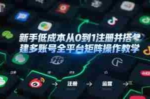 新手低成本从0到1注册并搭建多账号全平台矩阵操作教学，手机号-邮箱-IP-工具