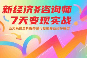 新经济咨询师 7 天变现实战：五大系统全拆解搭建可复制商业闭环模型