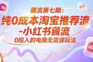 薅流第七期：纯0成本淘宝推荐流-小红书薅流最新版目，0投入的电商无货源玩法（附赠往期）