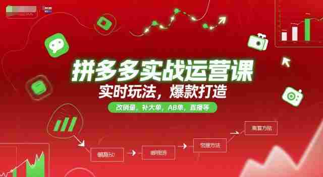 拼多多实战运营课,实时玩法,爆款打造,改销量,补大单,AB单,直播等(更新2025月)