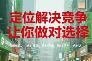 定位解决竞争，让你做对选择，复制成功，选对赛道，选对品类，选对平台，选对人