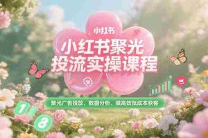 小红书聚光投流实操课程，聚光广告投放、数据分析、做高效低成本获客