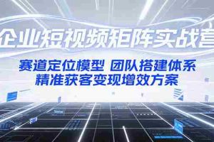 企业短视频矩阵实战营：赛道定位模型+团队搭建体系+精准获客变现增效方案