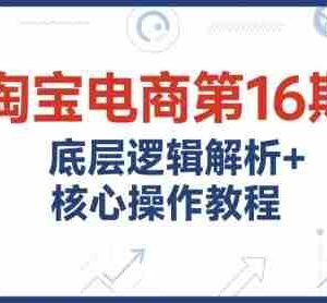 淘宝电商第16期，底层逻辑解析+核心操作教程，运营、推广提升能力的必学课程+配套资料
