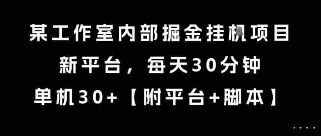 某工作室内部掘金挂G项目,新平台,每天30分钟,单机30+【揭秘】