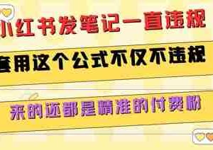小红书发笔记一直违规，套用这个公式不仅不违规，来的还都是精准的付费粉