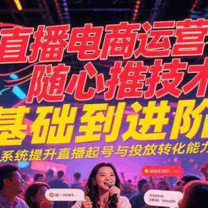 直播电商运营随心推投放技术基础到进阶，系统提升直播起号与投放转化能力