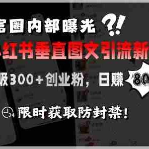 首富圈内部曝光小红书垂直图文引流新课，日吸300+创业粉，日入8张+，限时获取防封禁