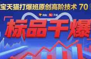 淘宝天猫打爆班原创高阶技术第70期：标品干爆