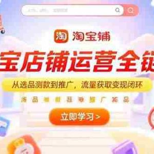 （15316期）淘宝店铺运营全链路，从选品测款到推广，流量获取变现闭环