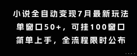 小说全自动变现7月玩法,单窗口50+,可挂100窗口,简单上手,全流程限时公布【揭秘】