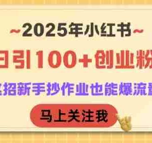2025年小红书日引100+创业粉？这招新手抄作业也能爆流量！
