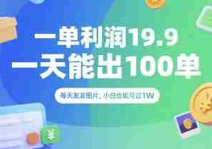一单利润19.9 一天能出100单，每天发发图片，小白也能月入过1W【揭秘】