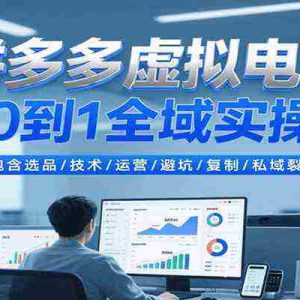 拼多多虚拟电商从0到1全域实操课，包含选品/技术/运营/避坑/复制/私域裂变