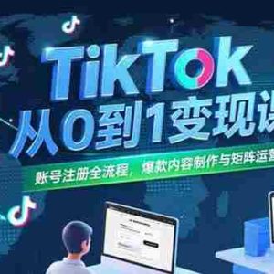 （15346期）TikTok从0到1变现课，账号注册全流程，爆款内容制作与矩阵运营