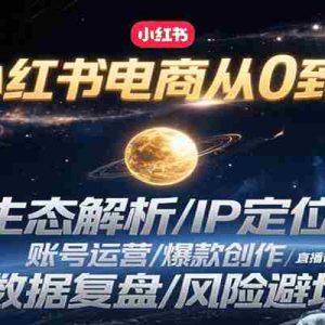 小红书电商从0到1：生态解析/IP定位/ 账号运营/爆款创作/直播带货/数据复盘/风险避坑