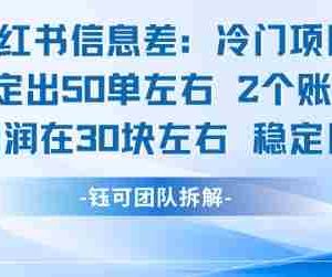 小红书信息差冷门项目一单利润30块每天稳定1.5k左右2个账号操作