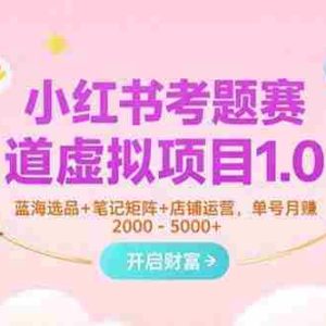 （15398期）小红书考题赛道虚拟项目1.0，蓝海选品+笔记矩阵+店铺运营，单号月赚5000+